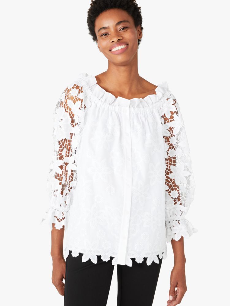 Kate Spade,Broderie Anglaise Gathered Top,