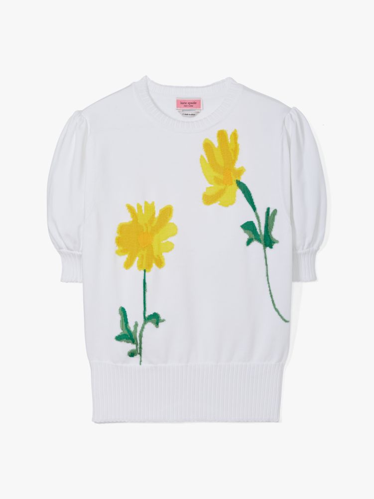 Kate Spade,garden daisy sweater,sweaters,Fresh White