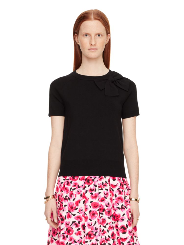 Fitted Bow Sweater, Black / Glitter, ProductTile