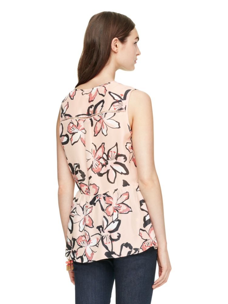 Tiger Lily Pleated Top, PALE VELLUM MULTI, Product
