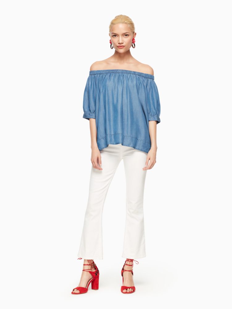 Kate Spade,broome street chambray off the shoulder top,
