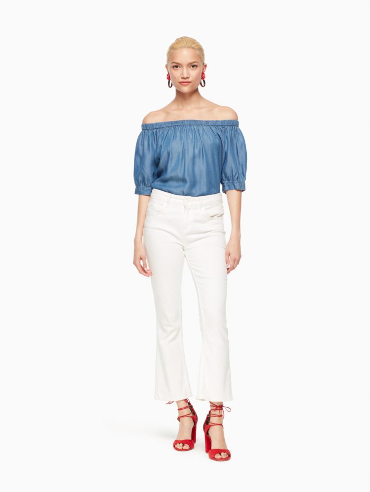 Kate Spade,broome street chambray off the shoulder top,