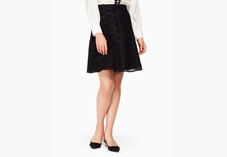 Kate Spade,bloom flower lace skirt,Black