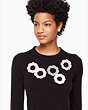 Kate Spade,crochet flower bell sweater,Black