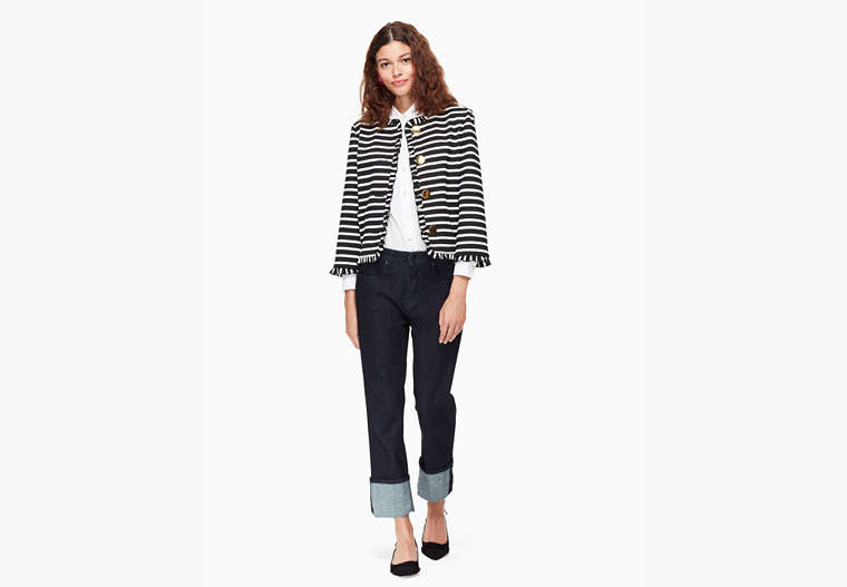 Kate Spade,stripe ponte jacket,Black/Off White