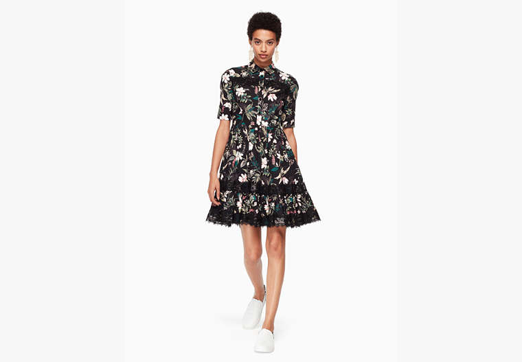 Kate Spade,botanical poplin dress,Black / Glitter