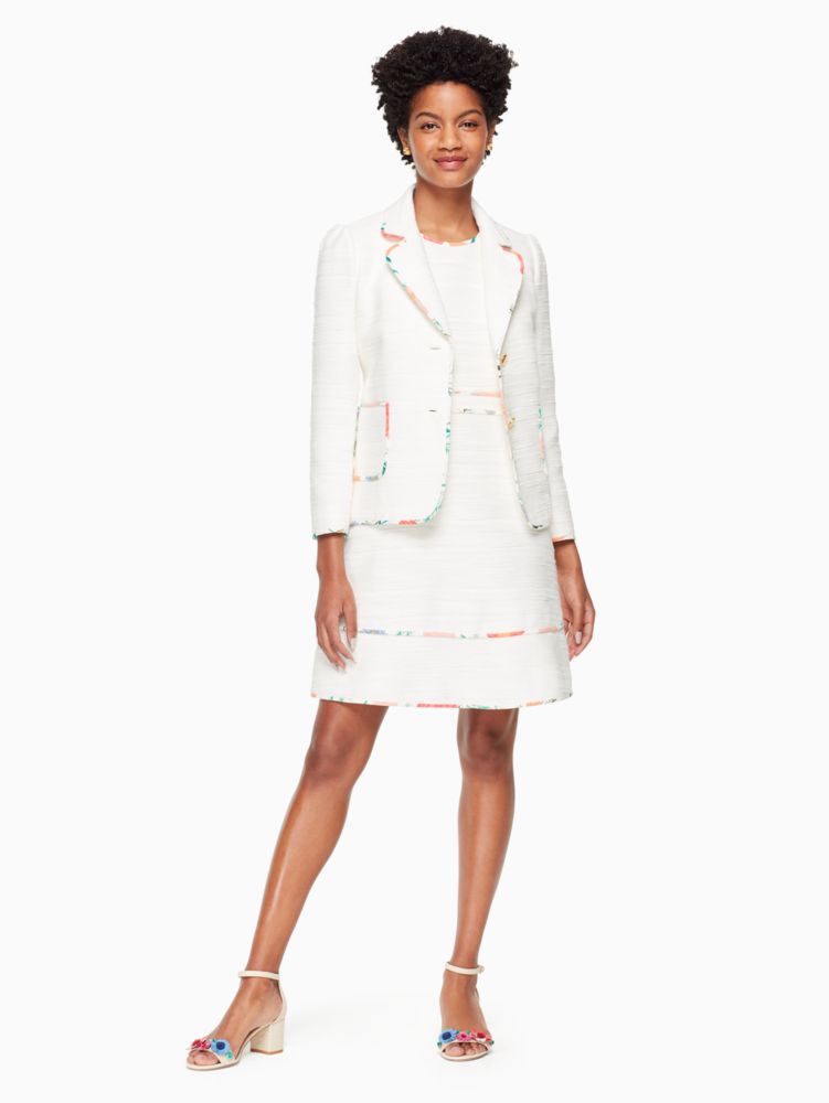 QA_AUTO Blossom Trim Tweed Dress, CREAM, Product