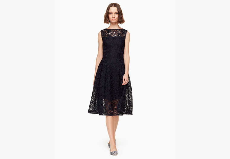 Kate Spade,lace fit and flare dress,dresses & jumpsuits,Rich Navy image number 0