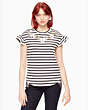 Kate Spade,embroidered ruffle tee,tops & blouses,Off White/Black