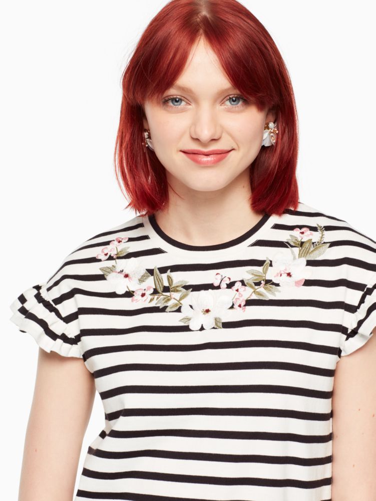 Embroidered Ruffle Tee, , Product