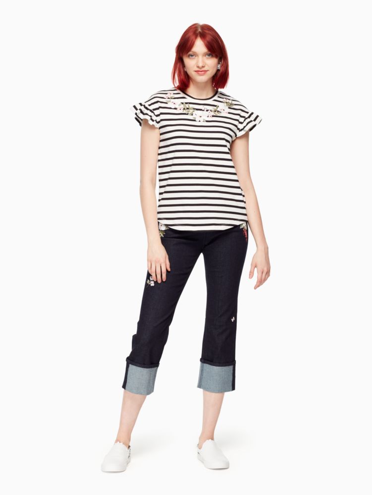 Embroidered Ruffle Tee, , Product