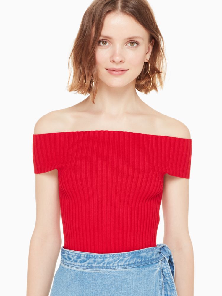 Kate Spade,off the shoulder sweater,Camo / Orange