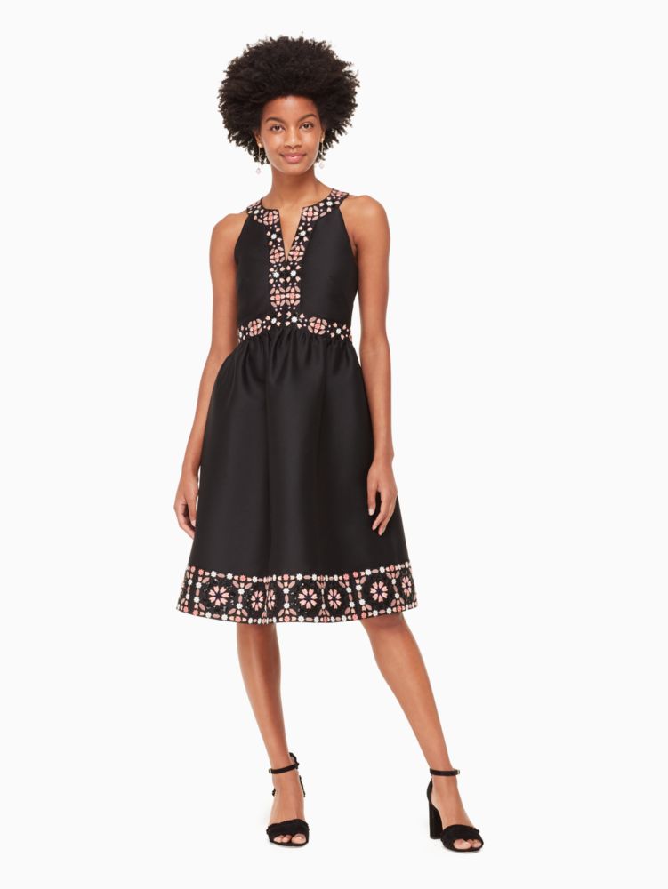 Kate Spade,mosaic embellished midi dress,Black