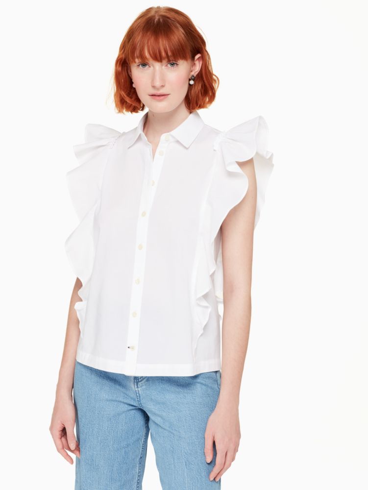 Kate Spade,Flutter Button Down Top,