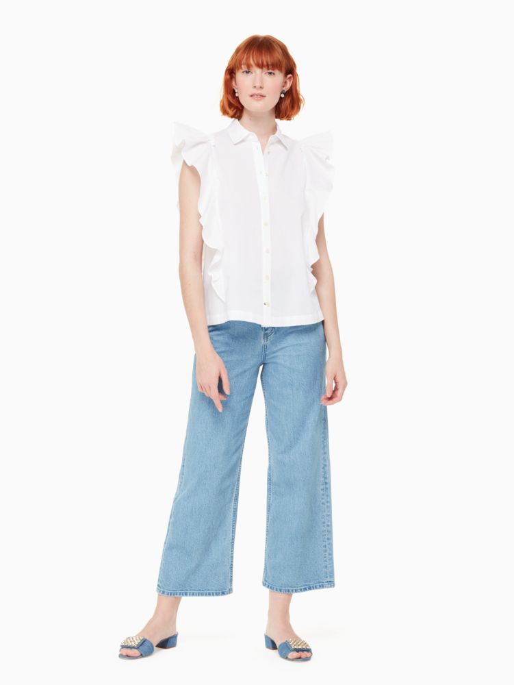 Kate Spade,Flutter Button Down Top,