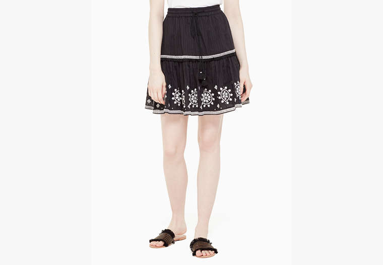 Kate Spade,mosaic embroidered skirt,Black