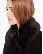 Kate Spade,faux fur trim coat,Black