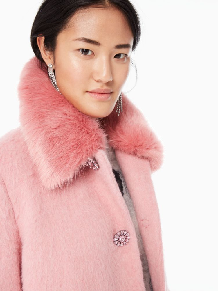 Faux Fur Trim Coat Kate Spade BE