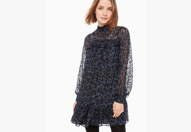 Kate Spade,leopard-print clip dot mini dress,Blazer Blue