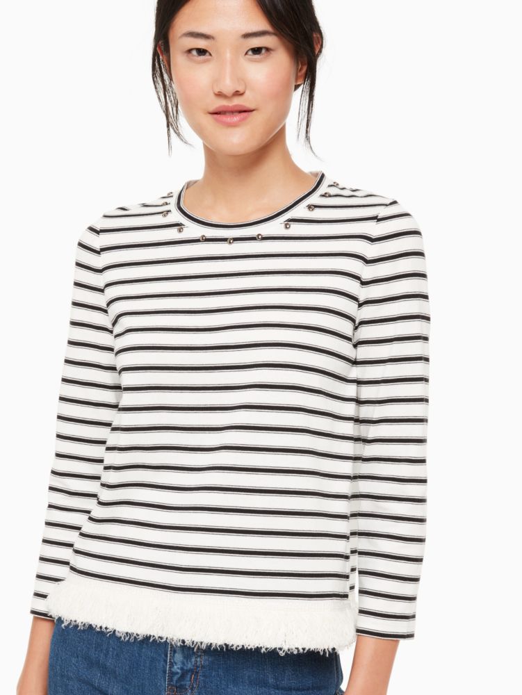 Kate Spade,Stripe Fringe Knit Top,