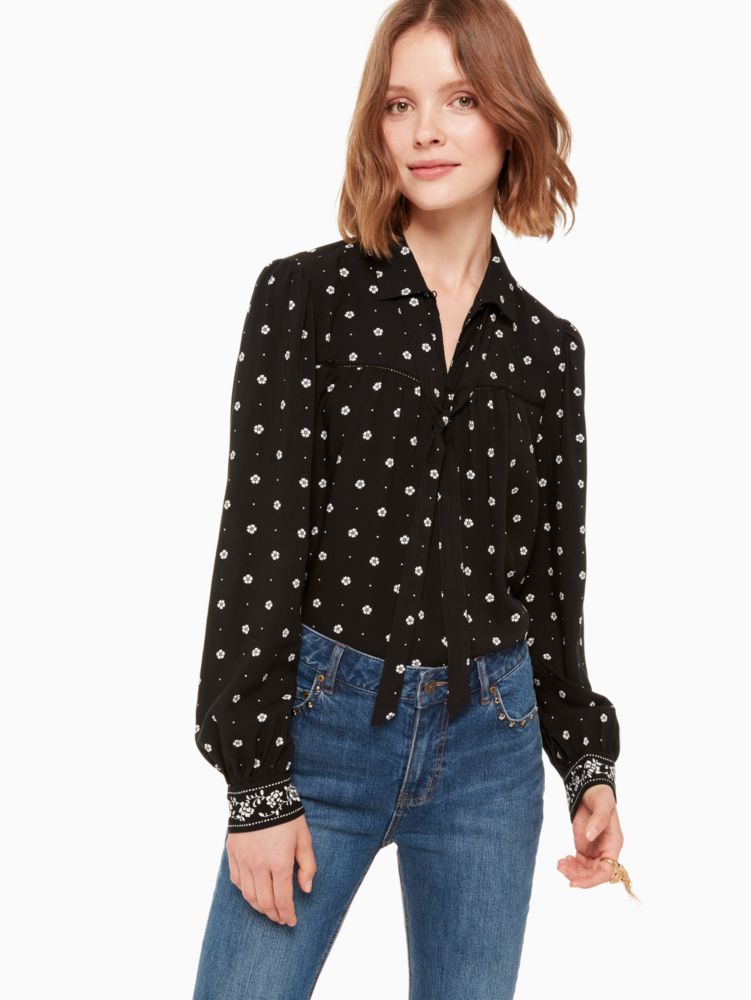 Kate Spade,Bandana Tie Neck Top,