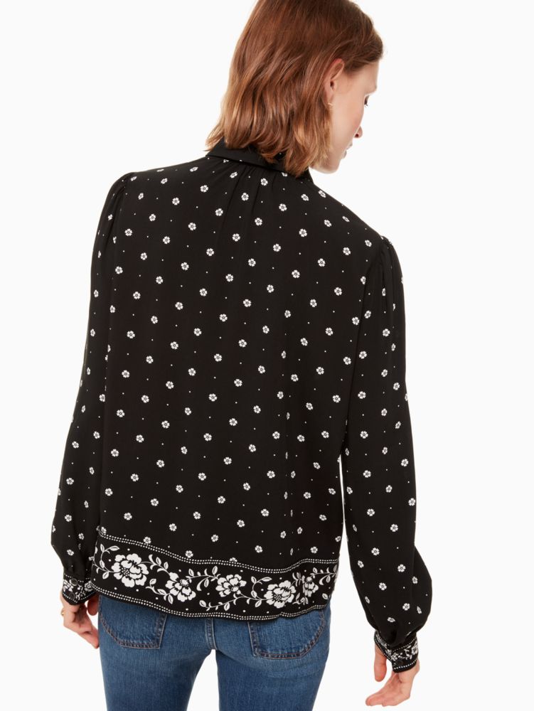 Kate Spade,Bandana Tie Neck Top,