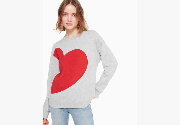 Kate Spade,heart sweatshirt,Grey Melange