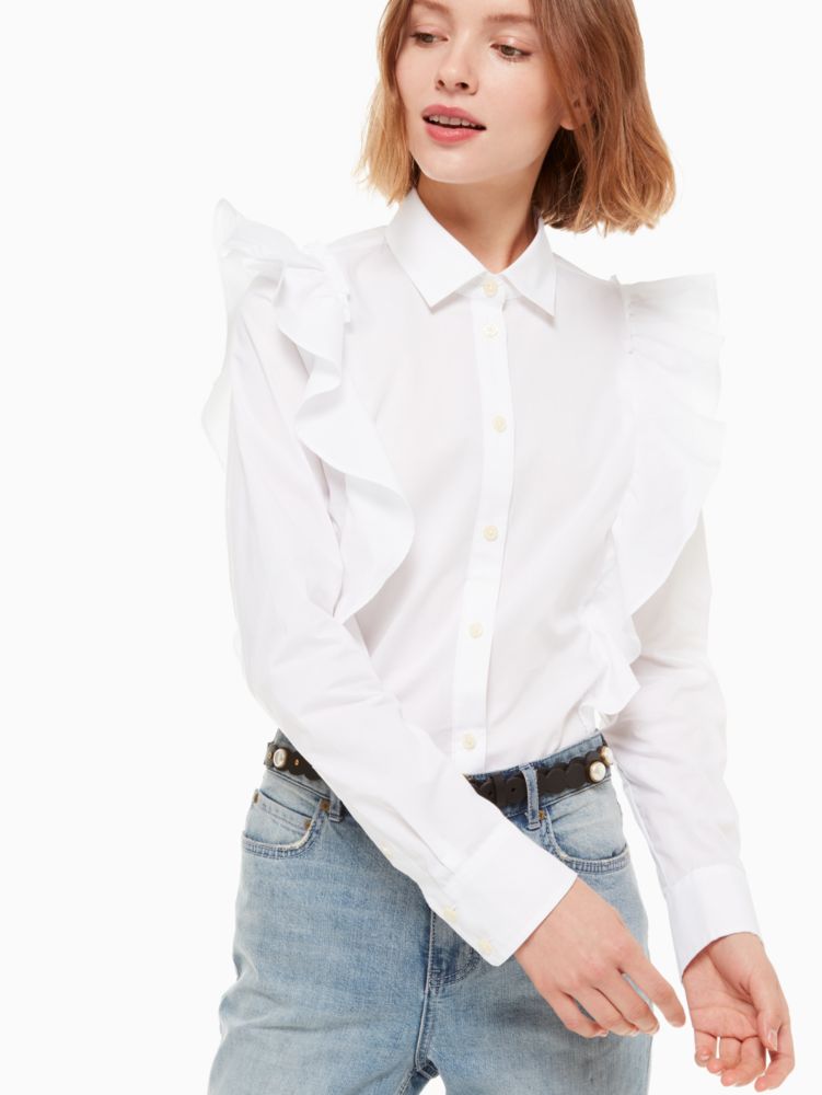 Poplin Ruffle Shirt, , Product