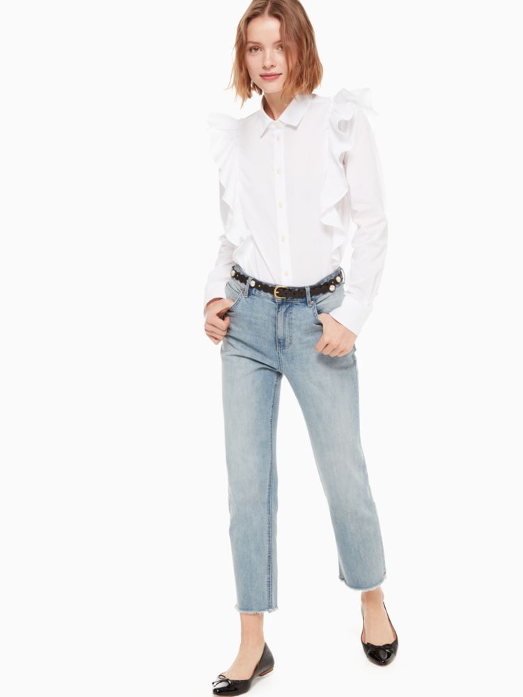 Poplin Ruffle Shirt, , Product