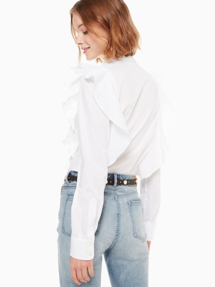 Poplin Ruffle Shirt, , Product