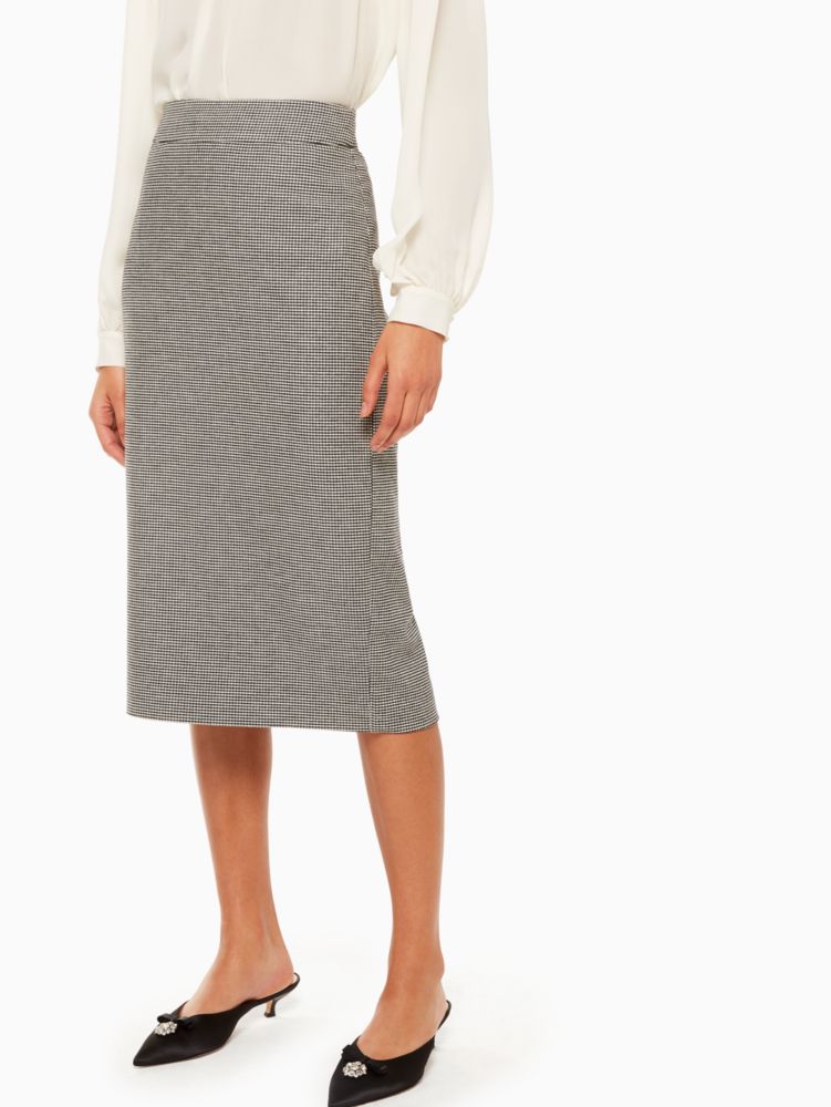 Houndstooth Wool Pencil Skirt, , Product