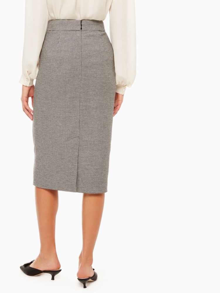Houndstooth Wool Pencil Skirt, , Product