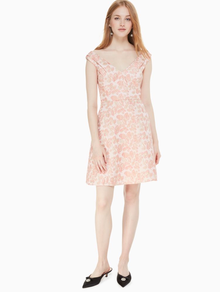 Kate Spade,metallic jacquard dress,dresses & jumpsuits,Rose Dew