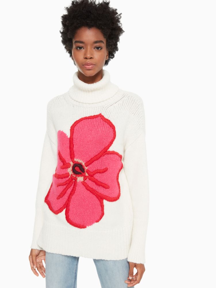 Kate Spade,floral intarsia sweater,French Cream