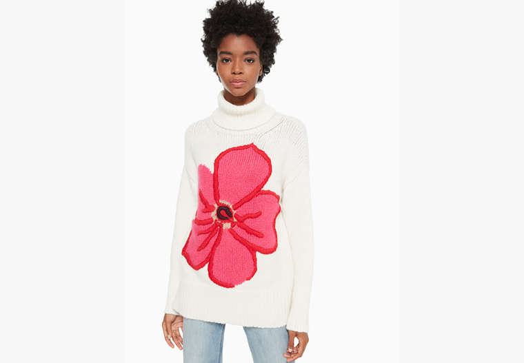 Kate Spade,floral intarsia sweater,French Cream