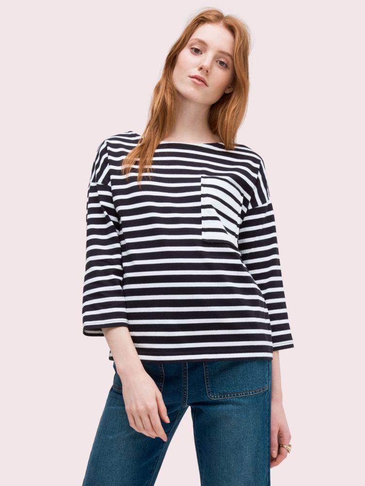 Kate Spade,stripe contrast pocket tee,