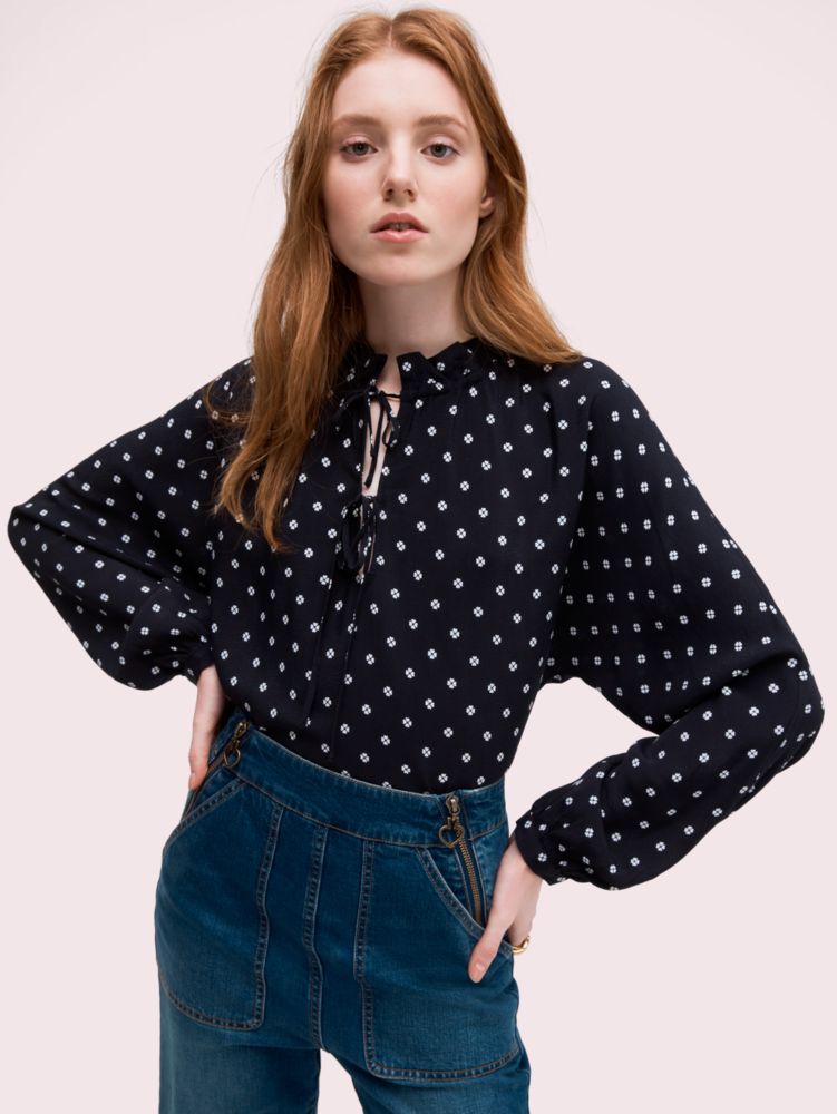 Kate Spade,Mini Flora Tie-neck Top,