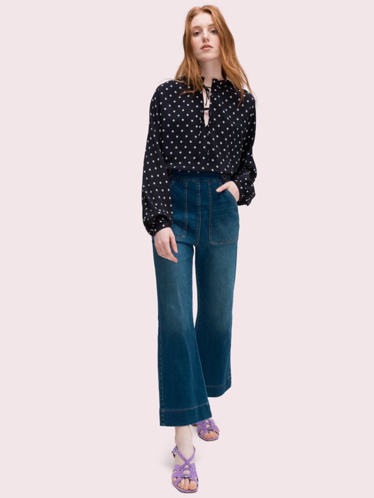 Kate Spade,Mini Flora Tie-neck Top,