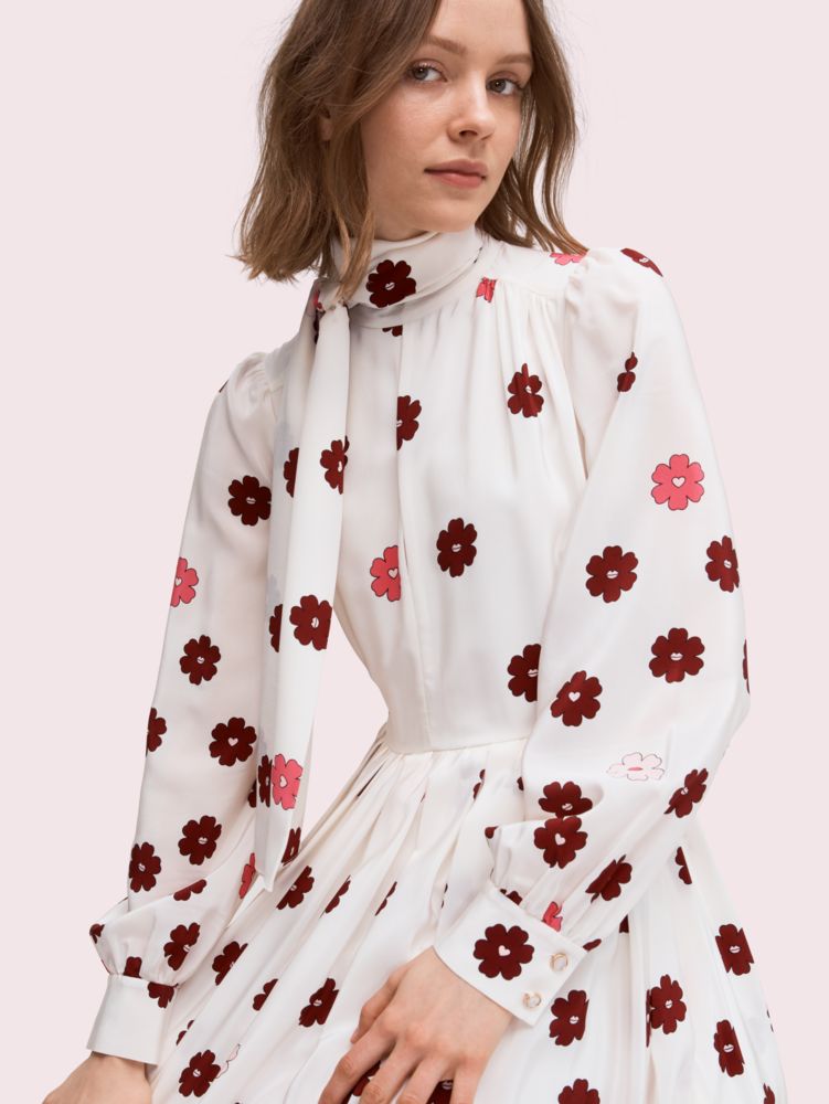 Kate Spade,Floral Kiss Tie-neck Dress,