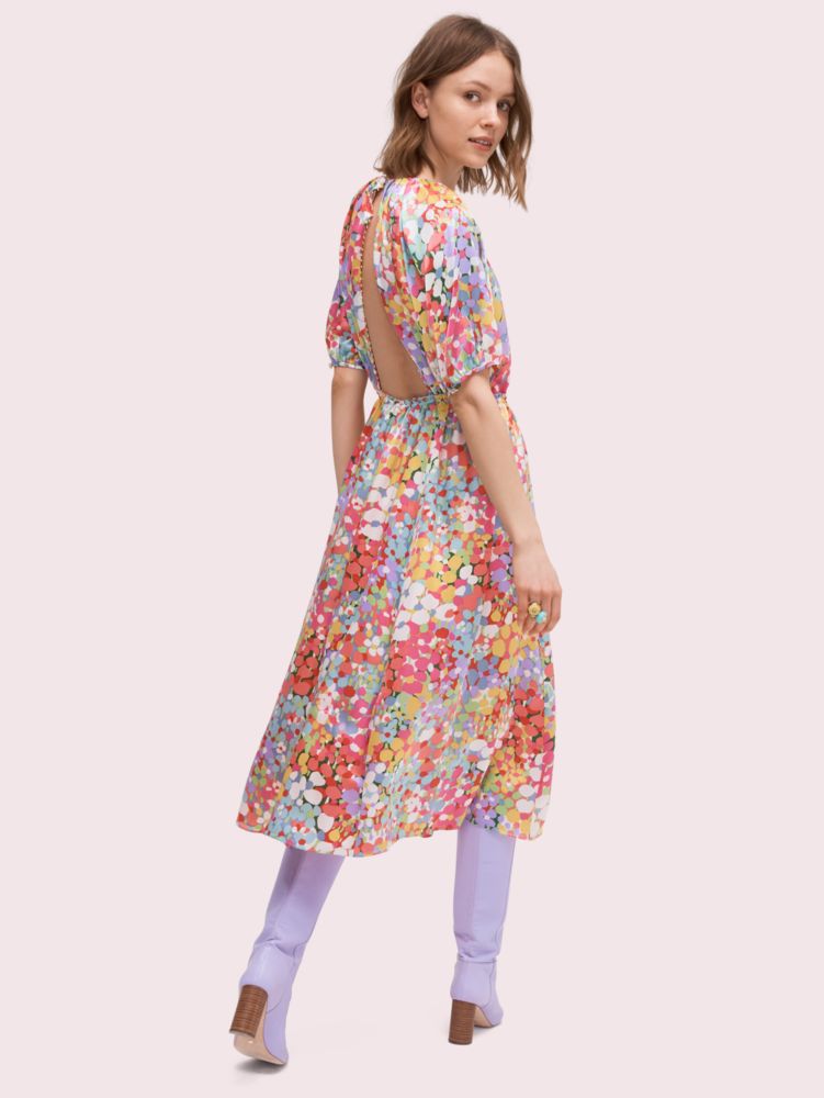 Floral Dots Silk Dress, , Product