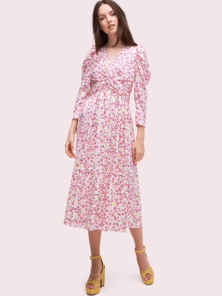 Kate Spade,marker floral devore dress,French Cream