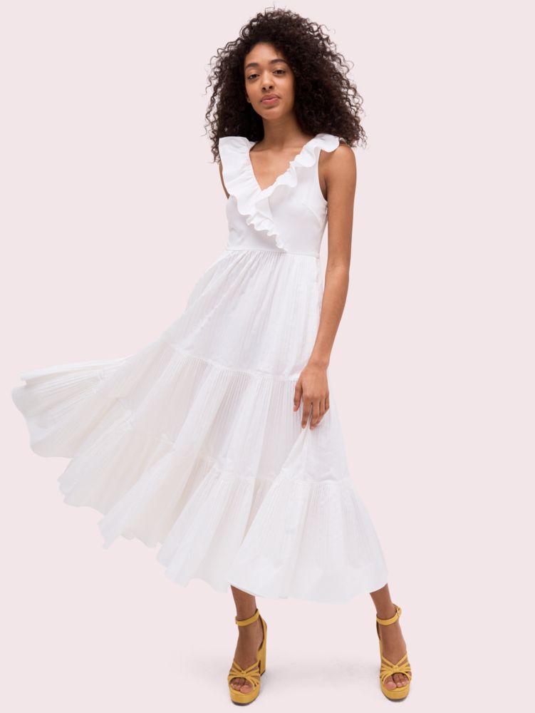 Kate Spade,poplin ruffle tiered dress,dresses & jumpsuits,Fresh White