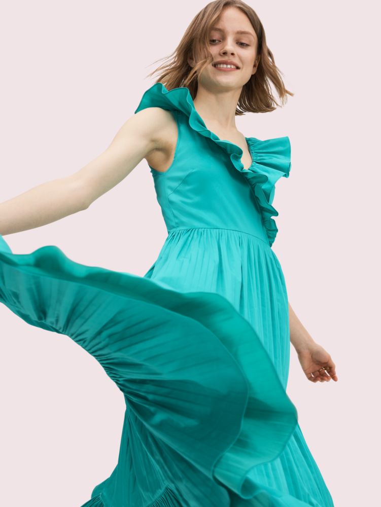 Kate Spade,poplin ruffle tiered dress,dresses & jumpsuits,Fiji Green