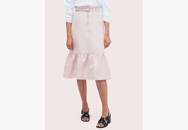 Kate Spade,belted linen flounce skirt,Icy Rose