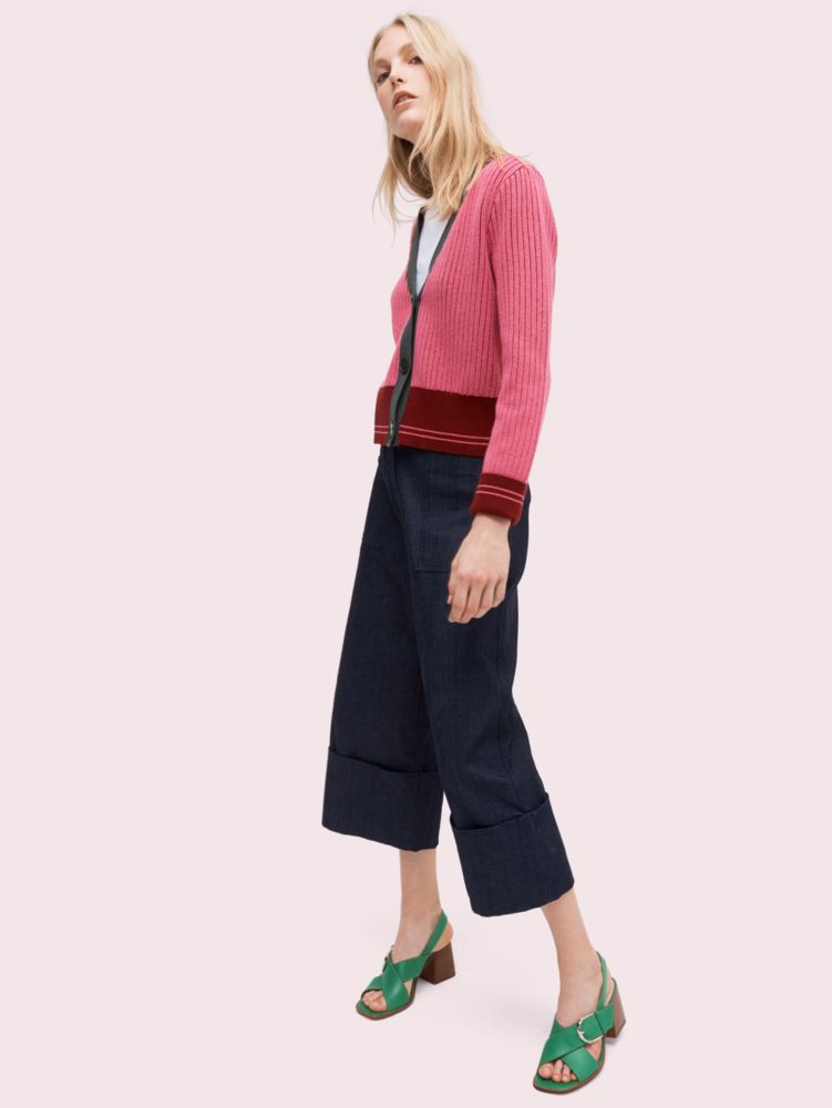 Kate Spade,contrast rib cardigan,