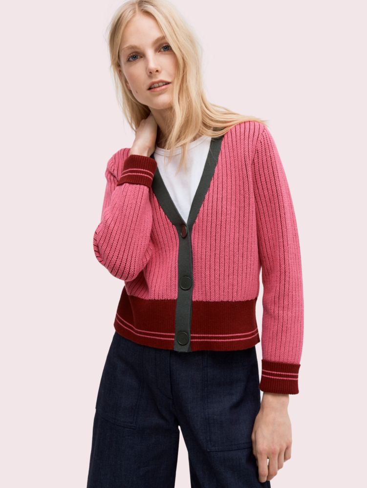 Kate Spade,contrast rib cardigan,