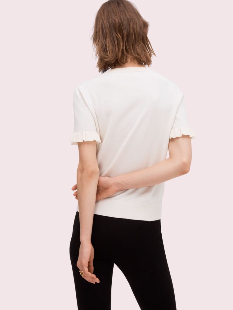 Kate Spade,Ruffle Short Sleeve Sweater,
