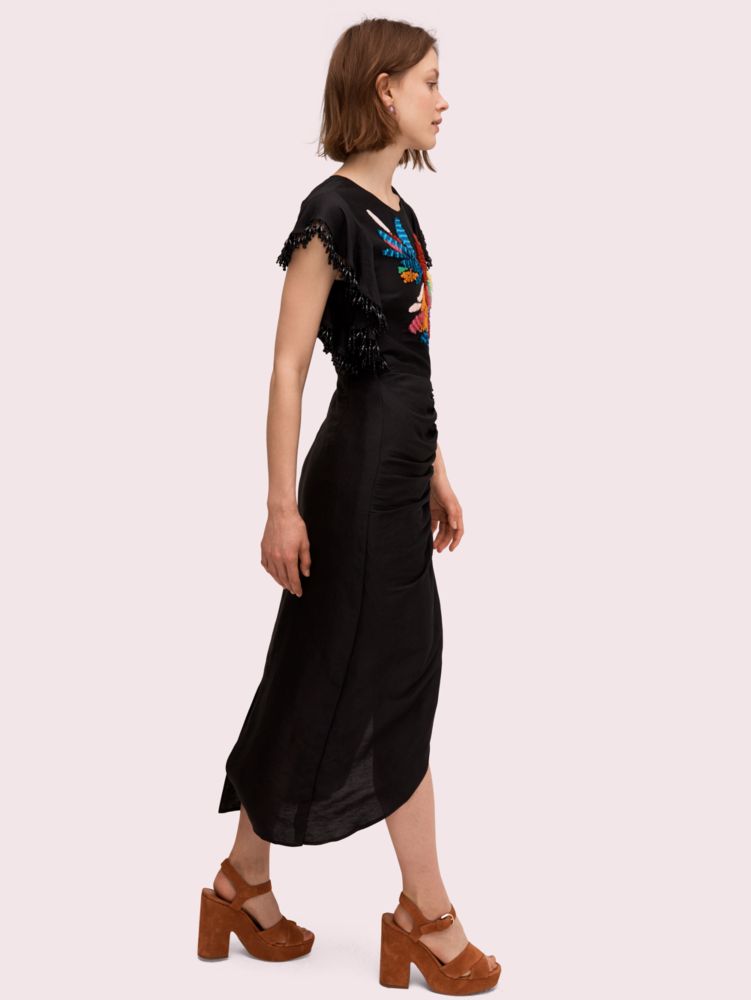 Kate Spade,embellished parrot dress,Black