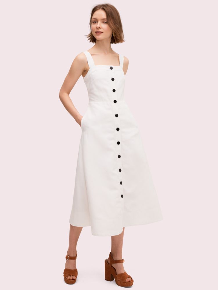 Kate Spade,button front midi dress,Fresh White