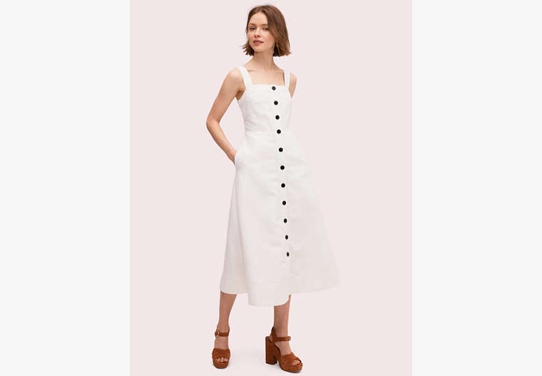 Kate Spade,button front midi dress,Fresh White